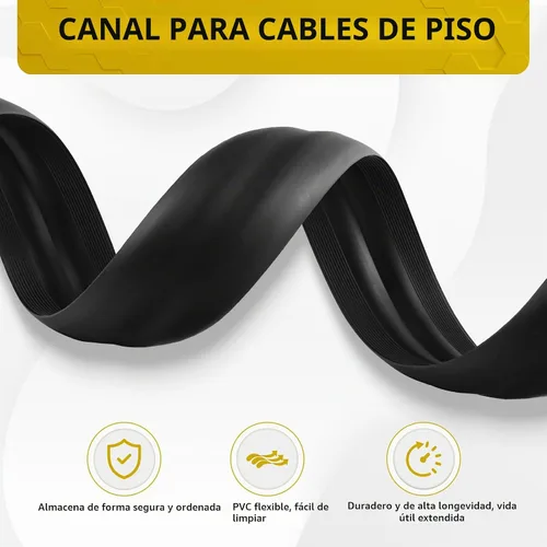 Vista 3 de JAHOMFAI Cubierta para cables de piso 1m de largo, cubiertas para cables en el suelo para proteger los cables y prevenir riesgos de caídas, fácil