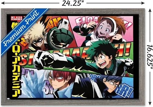 Vista 3 de Trends International My Hero Academia - Póster de pared de cómic, 14.72 x 22.37 pulgadas, versión enmarcada de madera de granero