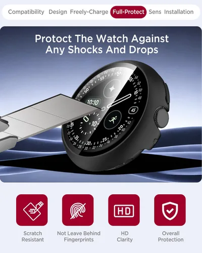 Vista 5 de Miimall - Juego de 2 fundas con protector de pantalla para Google Pixel Watch 4 de 1.772 pulgadas, antiarañazos, sensible de alta definición