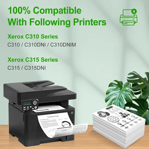 Vista 2 de Cartucho de tóner remanufacturado de tinta de repuesto compatible con Xerox C310 C310DNI C310DNIM C315 C315DNI Impresora 006R04356 006R04357