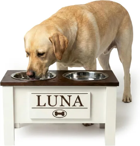 Vista 27 de GTW Soporte de Cuenco Elevado Personalizado para Perros Grandes, Medianos, Pequeños y Extra Pequeños - Cuencos de Acero Inoxidable para Comida