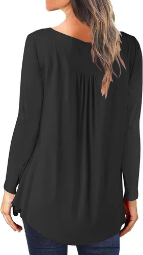 Vista 3 de Blusa casual de manga larga para mujer, ajuste holgado, plisada, con estampado floral de otoño