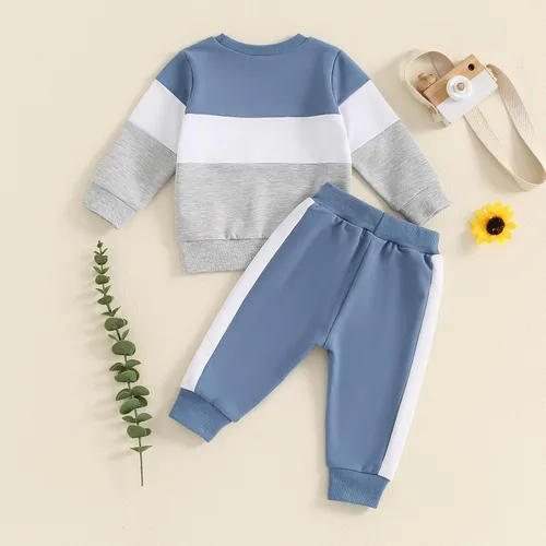 Vista 32 de Conjunto de sudadera de manga larga con cuello redondo y pantalones deportivos para bebés, ropa de invierno para bebé