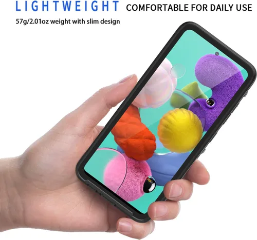 Vista 2 de Lanhiem Funda para Samsung Galaxy A51, IP68 impermeable a prueba de polvo con protector de pantalla integrado, funda protectora de cuerpo completo