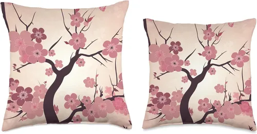 Vista 3 de Zen Petals Sakura Studios Enchanting Floral Whispers Cautivating Cherry Blossom Art - Almohada de 16 x 16 pulgadas, multicolor