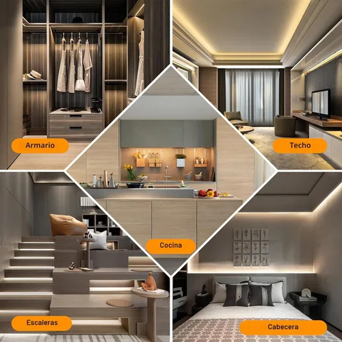 Vista 6 de Tiras de Luces LED de CA 120V de 3.28 Pies Blanco Cálido con Enchufe de EE.UU. 1M Luces LED Cortables SMD 2835 de 110 Voltios Cintas de Luces LED