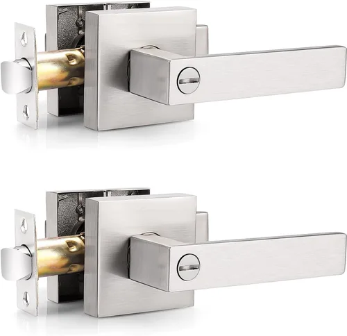 Vista 21 de Probrico Palanca de Puerta de Cama y Baño Negro Mate Servicio Pesado Manija de Puerta de Privacidad, Cerradura de Puerta Sin Llave Interior Baño
