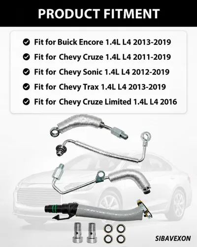 Vista 3 de Kit de línea de aceite Turbo 55587854/55592600 de 4 piezas, compatible