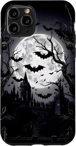 Vista 29 de Goth & Gothic, Bats & Moon, Horror Themed Castle, Dark Emo Case for iPhone 17