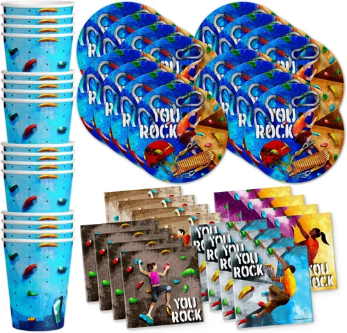 Vista 10 de Jump! Bounce House - Juego de suministros de fiesta para trampolín, platos, servilletas, vasos, kit de vajilla para 16