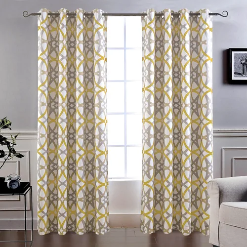 Vista 20 de Cortinas DriftAway Alexander de oscurecimiento para sala de estar, mezcla de lino con patrón, térmicas, oscurecedoras, geométricas, estilo marroquí