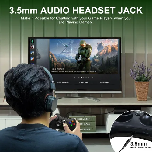 Vista 5 de Wired Xbox One Controller, Compatible with Xbox One Controller, Xbox One Wired Controller with 3.5mm Audio Headphone Jack Double Shock Wired Xbox