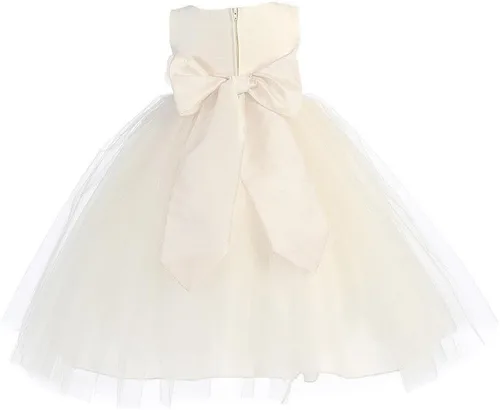Vista 3 de Vestido de niña de flores de poliéster y falda de tul para niña