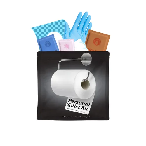 Vista 7 de Kit de inodoro personal para llevar, paquete de 10 unidades, kit de baño público desechable, envuelto individualmente para kit de protección
