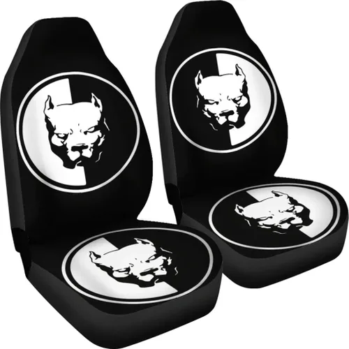 Vista 4 de Pit Bull Dog On Black - Fundas de asiento de coche con estampado de perro en negro, fundas de asiento de coche con estampado negro de perro Pit Bull