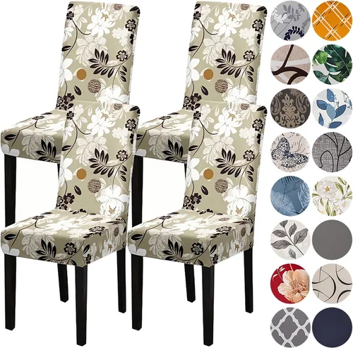 Vista 24 de HZDHCLH Juego de 4 fundas para sillas de comedor color burdeos, fundas elásticas de elastano para sillas Parsons, paquete de 4, fundas de asiento