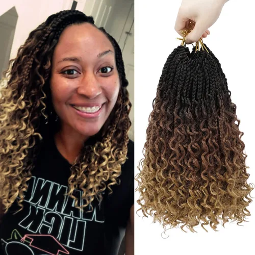 Vista 38 de Goddess Box Braids 1B3330 - Trenzas de ganchillo bohemias de 10 pulgadas para mujeres negras, paquete de 7 paquetes de trenzas bohemias preenlazadas