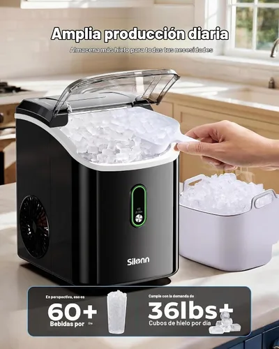 Vista 3 de Silonn Nugget Ice Maker Encimera - 36 libras 24H Masticable Pellet Sonic Black-pro