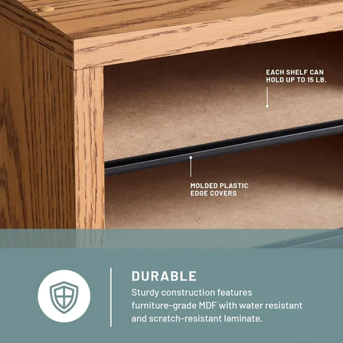 Vista 6 de Scranton & Co Organizador de archivos ajustable de madera de roble medio con 24 compartimentos