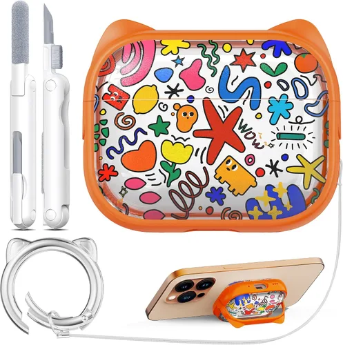 Vista 35 de RFUNGUANGO AirPods Pro Funda Transparente TPU Suave Transparente Blanco