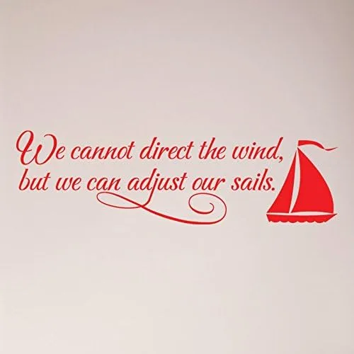 Vista 3 de 36"x12" We Cannot Direct The Wind, But We Can Adjust Our Sails. Adhesivo de pared con texto en inglés "We Cannot Direct The Wind, But We Can Adjust