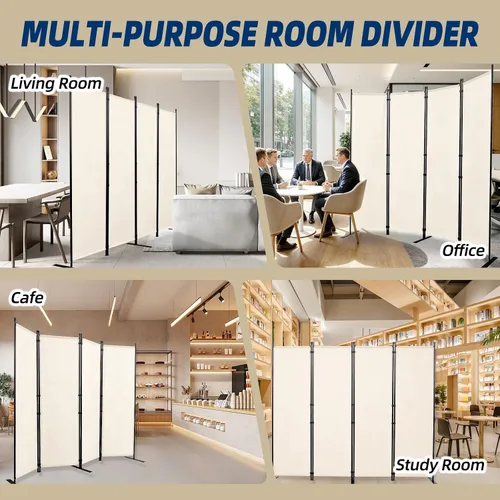 Vista 7 de Pantalla de pared divisora de habitación de 4 paneles de ancho para Beige