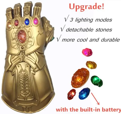 Vista 2 de Lamacun Guante infinito LED para adultos y niños con imán infinito piedras infinitas 3 modos de flash regalo de fiesta