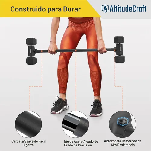 Vista 5 de Convertidor de mancuerna a barra, transforma mancuernas a barra de pesas, convertidor de mancuernas a barra para el gimnasio en casa, ajustable