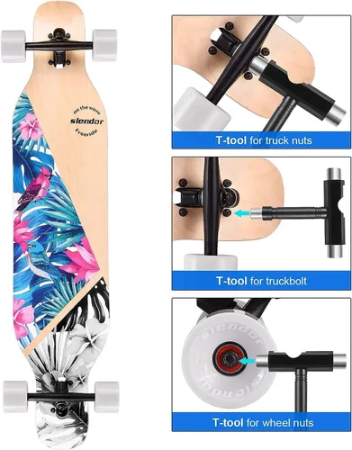 Vista 2 de Slendor - patineta longboard de madera de arce (42.0 in), para freestyle, curvatura cóncava