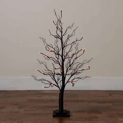 Vista 11 de Nearly Natural Árbol artificial de ramita negra de lujo preiluminado de 3 pies con 36 luces LED naranjas y moradas