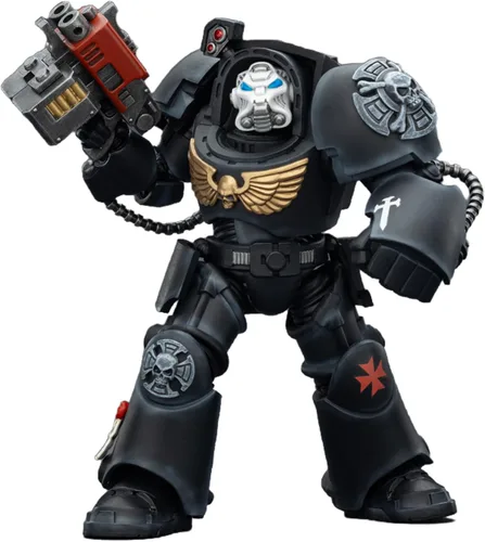 Vista 22 de JOYTOY Black Templars Warhammer 40k 1/18 Figura de acción Black Templars Terminator 1 con espada de poder y bolter de tormenta, regalos