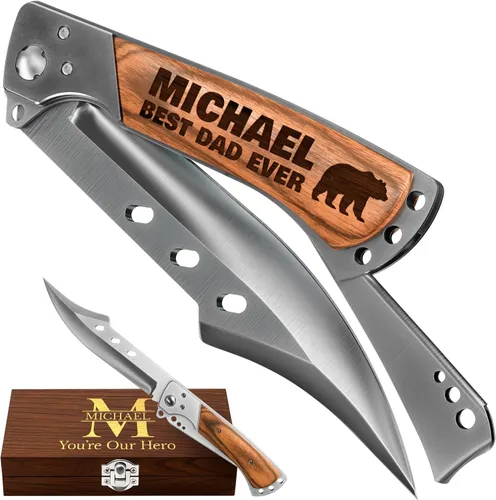 Vista 14 de Grand Way Cuchillo plegable de hoja larga – Cuchillos afilados para caza, senderismo, campamento, supervivencia táctica y trabajo para hombres