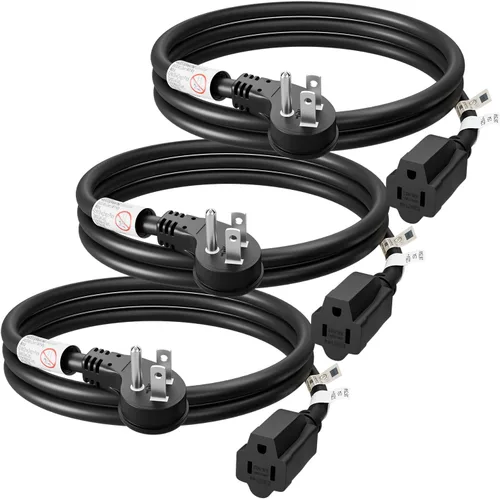 Vista 14 de FIRMERST 1875W Flat Plug Extension Cord 3 Feet 14 AWG 15A Black, UL Listed Negro