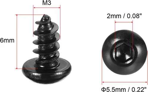 Vista 2 de uxcell Tornillos autorroscantes hexagonales, tornillo de madera de acero al carbono M3 x 0.236 in 400pcs