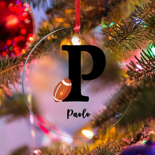 Vista 17 de Adornos colgantes personalizados con monograma inicial de letra A, árbol de Navidad, apellido personalizado, decoración de árbol de Navidad, feliz