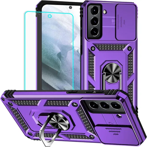 Vista 12 de HNHYGETE Funda para Samsung A13 5G, Galaxy A13 5G con protector de pantalla, soporte giratorio de grado militar de 360° (resistente), fundas Negro