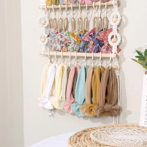 Vista 4 de POVETIRE Soporte para diadema organizador de lazos para el pelo de niñas, colgador de lazo para bebé, accesorios para el cabello, organizador