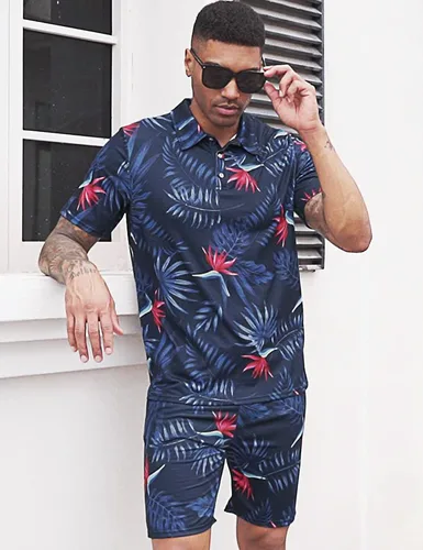 Vista 2 de Daupanzees Conjunto de camisa de 2 piezas para hombre, conjunto casual de manga corta para verano