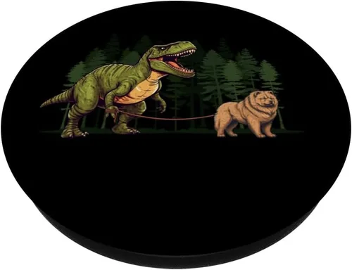Vista 2 de Chow Chow Dinosaur T-Rex Walking Dog Trex - PopSockets intercambiables PopGrip para hombre