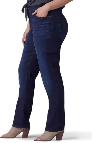 Vista 2 de Lee - Pantalones de mezclilla para mujer, corte recto, ajuste relajado, talla extragrande