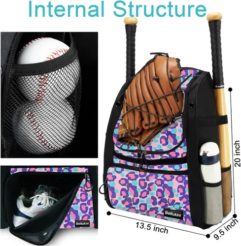 Vista 67 de Bolsa de béisbol juvenil con compartimento ventilado para zapatos, bolsa de bate de sóftbol para guantes de bateo, casco, equipo de teeball