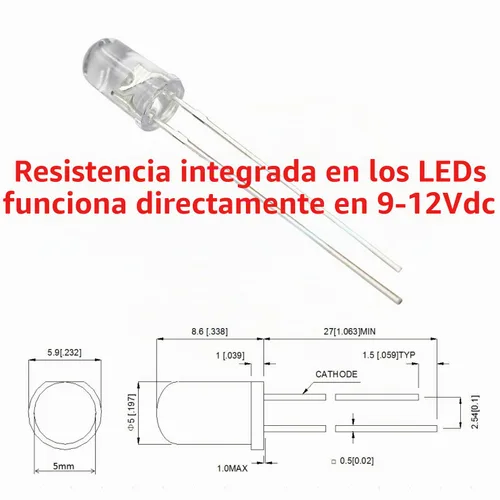 Vista 2 de 50 piezas 12 V 5 mm LED blanco 9 V - 12 V Diodos emisores de luz para grupo de instrumentos
