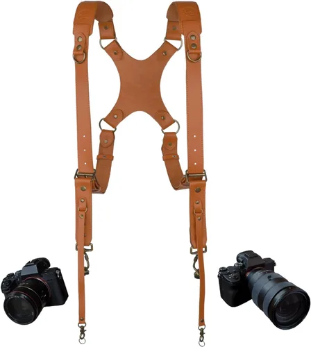 Vista 11 de Leather Dual Camera Harness Strap for Photographers,Adjustable Shoulder Crossbody Padded Harness for DSLR SLR