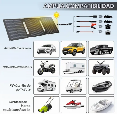 Vista 5 de FlexSolar 15W plegable 12V cargador solar de goteo con controlador para coche Includes USB Output, Cigarette Lighter, Alligator Clips, O-Rings