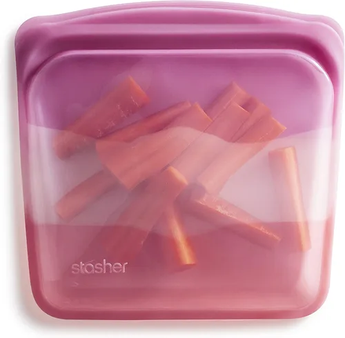 Vista 15 de Bolsa de almacenamiento reutilizable de silicona premium Stasher para sándwiches, color aqua, apta para microondas, sous vide, lavavajillas, horno