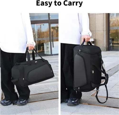 Vista 7 de Bolsa de gimnasio impermeable con compartimento para zapatos y humedad para hombresmujeres, bolsas deportivas para entrenamiento, fitness, viajes