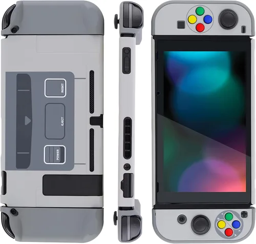 Vista 4 de eXtremeRate PlayVital - Cubierta trasera para Nintendo Switch, protector de control de mano NS Joycon carcasa dura, funda protectora acoplable