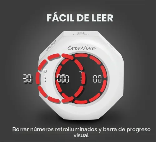 Vista 4 de Flip Cube Pomodoro Timer - Temporizador Visual Recargable de Cuenta Regresiva y Cronómetro de Cuenta Progresiva, 7 Intervalos Preestablecidos, 3