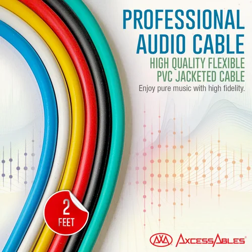 Vista 5 de AxcessAbles XLR hembra a 1/4" TRS - Paquete de cables de color para altavoz equilibrado de 2 pies Altavoces equilibrados, cables de serpiente