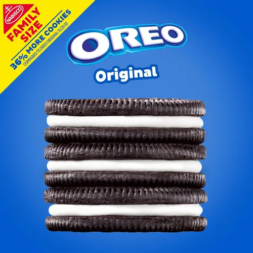Vista 4 de OREO Galletas sándwich de chocolate, tamaño familiar, 3 paquetes Siempre hecho con cacao real, certificado Kosher
